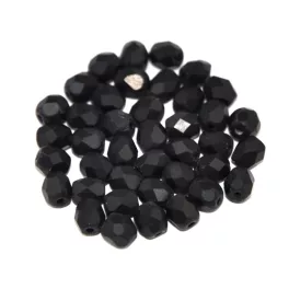 Czech Firepolished Round Glass Bead - matte jet - 4mm