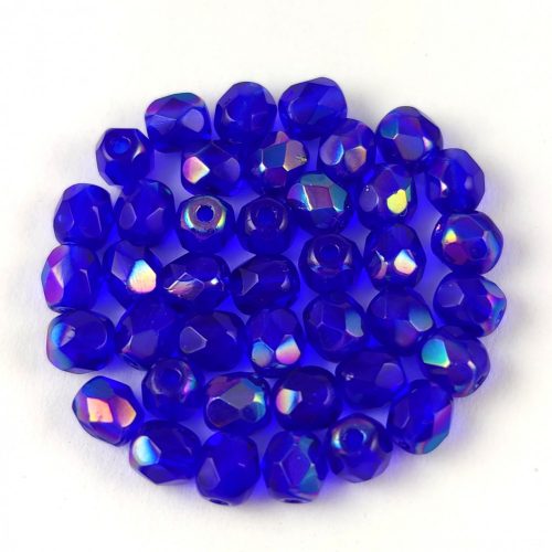 Cseh csiszolt golyó gyöngy - Sapphire Rainbow Luster - 4mm