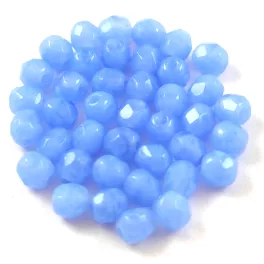 Czech Firepolished Round Glass Bead - Opal Sapphire - 4mm