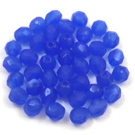   Czech Firepolished Round Glass Bead - transzparens dark sapphire-4mm