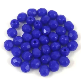 Czech Firepolished Round Glass Bead - Sapphire - 4mm