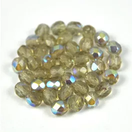 Czech Firepolished Round Glass Bead - black diamond ab - 4mm
