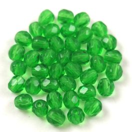 Czech Firepolished Round Glass Bead - Green - 4mm