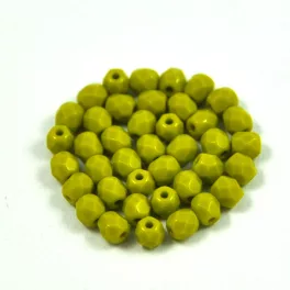 Czech Firepolished Round Glass Bead - opaque olivagreen-4mm