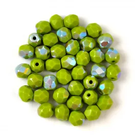Czech Firepolished Round Glass Bead - Olivin AB - 4mm