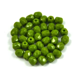 Czech Firepolished Round Glass Bead - opaque pea - 4mm
