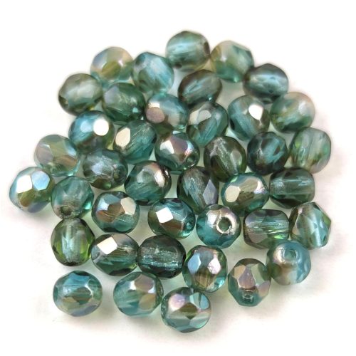 Czech Firepolished Round Glass Bead - Light Montana Celsian - 4mm