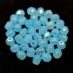 Czech Firepolished Round Glass Bead - Opal Aqua AB - 4mm