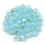 Czech Firepolished Round Glass Bead - Opal Aqua AB - 4mm