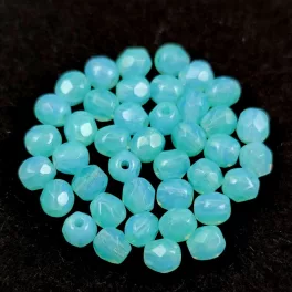 Czech Firepolished Round Glass Bead - Opal Aqua Blend - 4mm