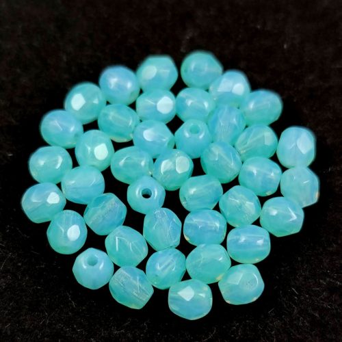 Cseh csiszolt golyó gyöngy - Opal Aqua Blend - 4mm