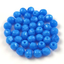 Czech Firepolished Round Glass Bead - capri blue - 4mm