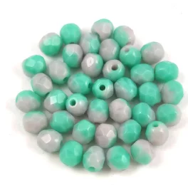   Czech Firepolished Round Glass Bead - Turquoise Green Purple Blend - 4mm