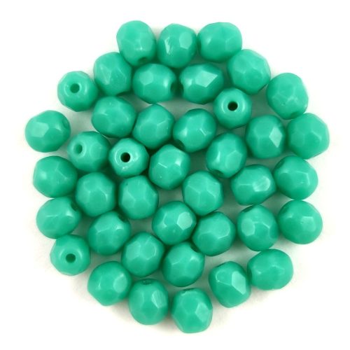 Czech Firepolished Round Glass Bead - Opaque Turquoise - 4mm