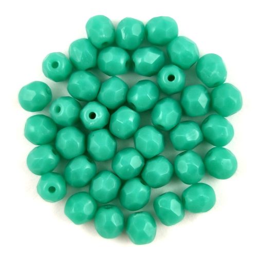 Cseh csiszolt golyó gyöngy - Opaque Turquoise Green - 4mm