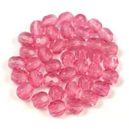   Czech Firepolished Round Glass Bead - Transparent Padparadscha - 4mm