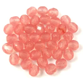 Czech Firepolished Round Glass Bead - opal mauve pink - 4mm