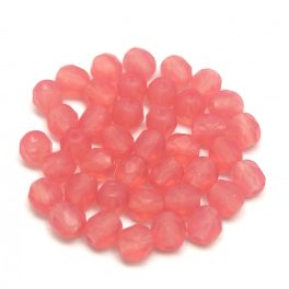Czech Firepolished Round Glass Bead - Matt Pink Opal - 4mm