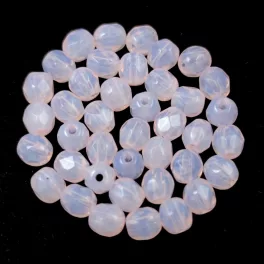 Czech Firepolished Round Glass Bead - Opal Pink - 4mm