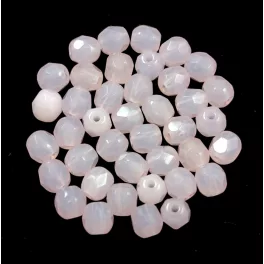 Czech Firepolished Round Glass Bead - Opal Pink - 4mm