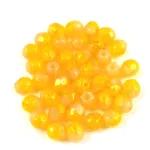 Czech Firepolished Round Glass Bead - Opal White Sunflower - 4mm