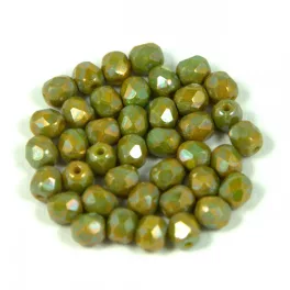 Czech Firepolished Round Glass Bead - lemon nebula - 4mm