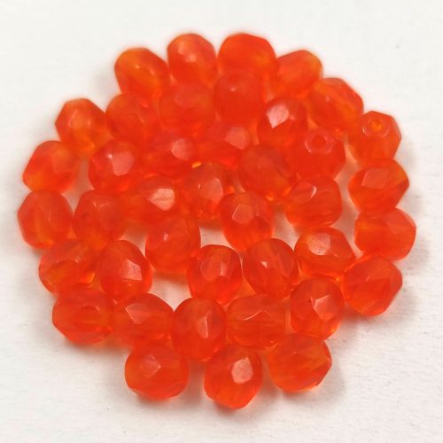 Czech Firepolished Round Glass Bead - orange - 4mm