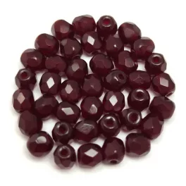Czech Firepolished Round Glass Bead - Transparent Siam - 4mm