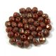 Czech Firepolished Round Glass Bead - opaque red bronz picasso - 4mm