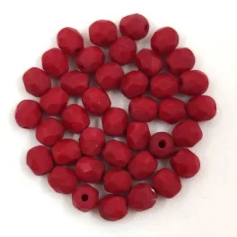 Czech Firepolished Round Glass Bead - Matt Pepper Red - 4mm