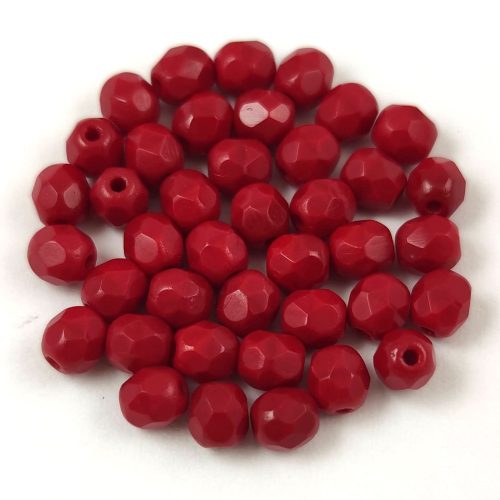 Czech Firepolished Round Glass Bead - Pepper Red - 4mm