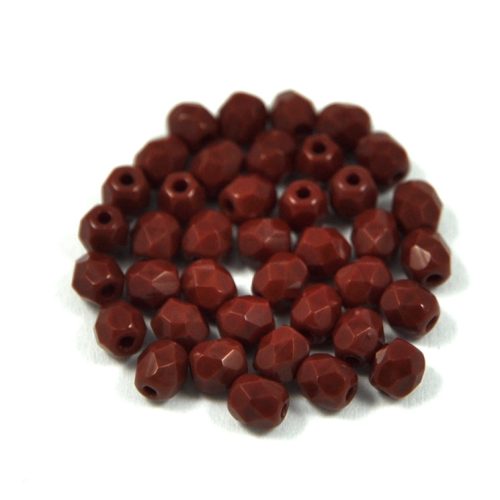 Czech Firepolished Round Glass Bead - opaque red-4mm