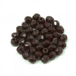 Czech Firepolished Round Glass Bead - opaque oxblood - 4mm