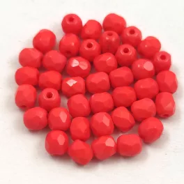 Czech Firepolished Round Glass Bead - opaque korall - 4mm