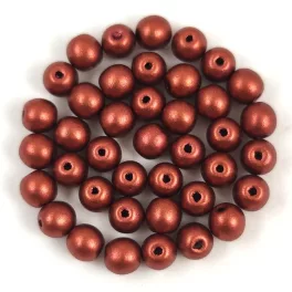 Czech Pressed Round Glass Bead - Matt Rust - 4mm