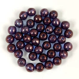   Czech Pressed Round Glass Bead - Crystal Lila Vega Luster - 4mm