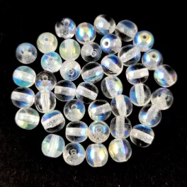 Czech Pressed Round Glass Bead - Crystal AB - 4mm