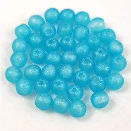   Czech Pressed Round Glass Bead - Crystal Matt Aqua Sparkle - 4mm