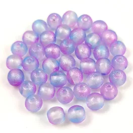   Czech Pressed Round Glass Bead - Crystal Matt Violet Blue Blend - 4mm