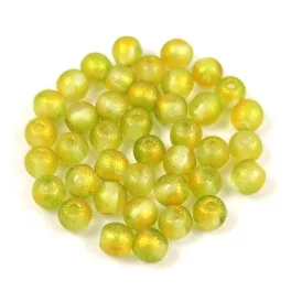   Czech Pressed Round Glass Bead - Crystal Matt Olive Gold - 4mm