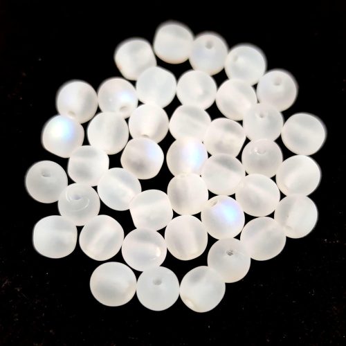 Czech Pressed Round Glass Bead -  matte crystal ab - 4mm