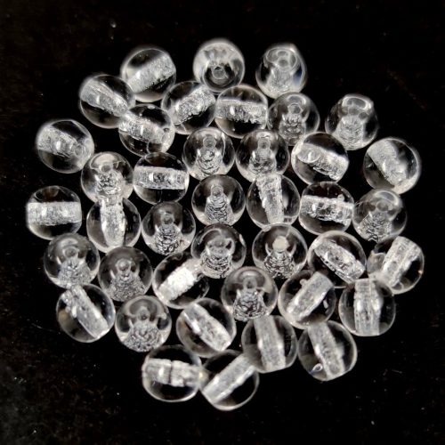 Czech Pressed Round Glass Bead - Crystal - 4mm