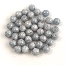 Czech Pressed Round Glass Bead - white-blue marble-4mm