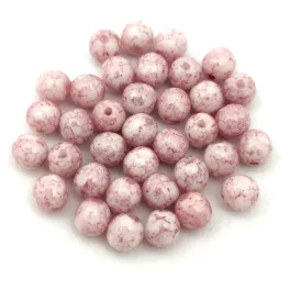   Czech Pressed Round Glass Bead - Alabaster Pink Terracotta - 4mm