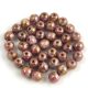 Czech Pressed Round Glass Bead - alabaster purple brown copper marble -4mm