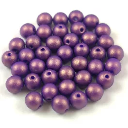 Czech Pressed Round Glass Bead - gold shine purple - 4mm