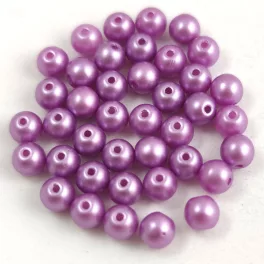 Czech Pressed Round Glass Bead - pastel purplec -4mm