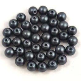 Czech Pressed Round Glass Bead - pastel steel blue -4mm