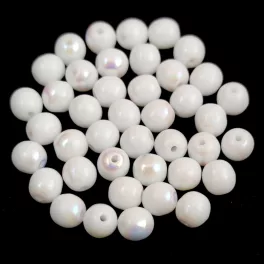 Czech Pressed Round Glass Bead - alabaster ab - 4mm 