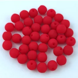 Czech Pressed Round Glass Bead - Silk Satin Red - 4mm